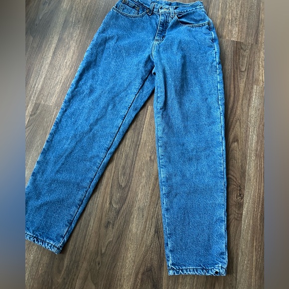 VINTAGE LL BEAN 90s Flannel Lined High Rise Winter Jeans Workwear Utility Sz 4P - Picture 5 of 16